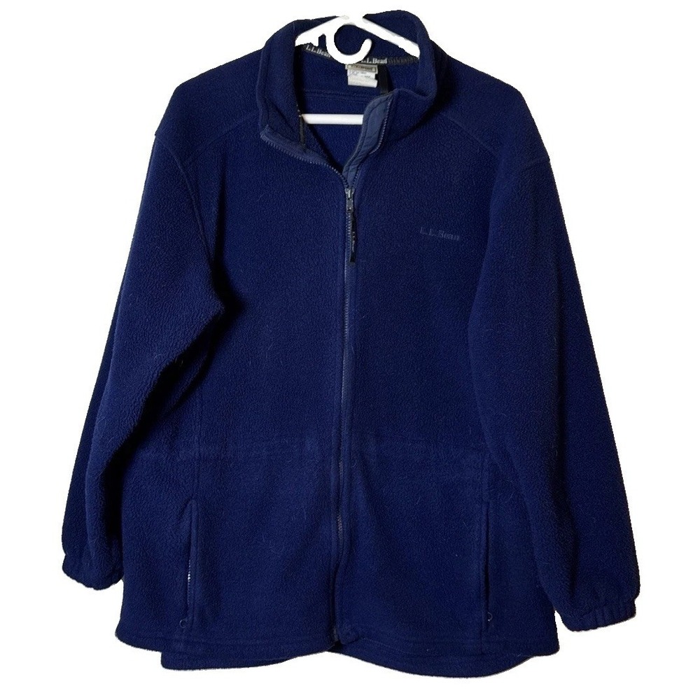 Vintage L.L.Bean Womens‎ Petite L Blue Fleece Jacket Full Zip Made USA